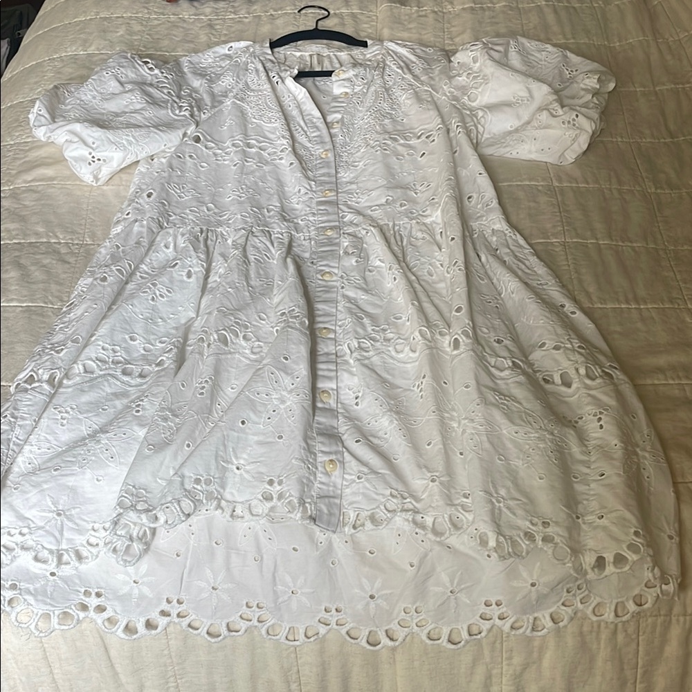 Anthropologie Cream Eyelet Dress